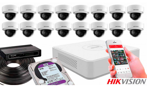 Комплект видеонаблюдения на 16 камер для помещения 8mp IP